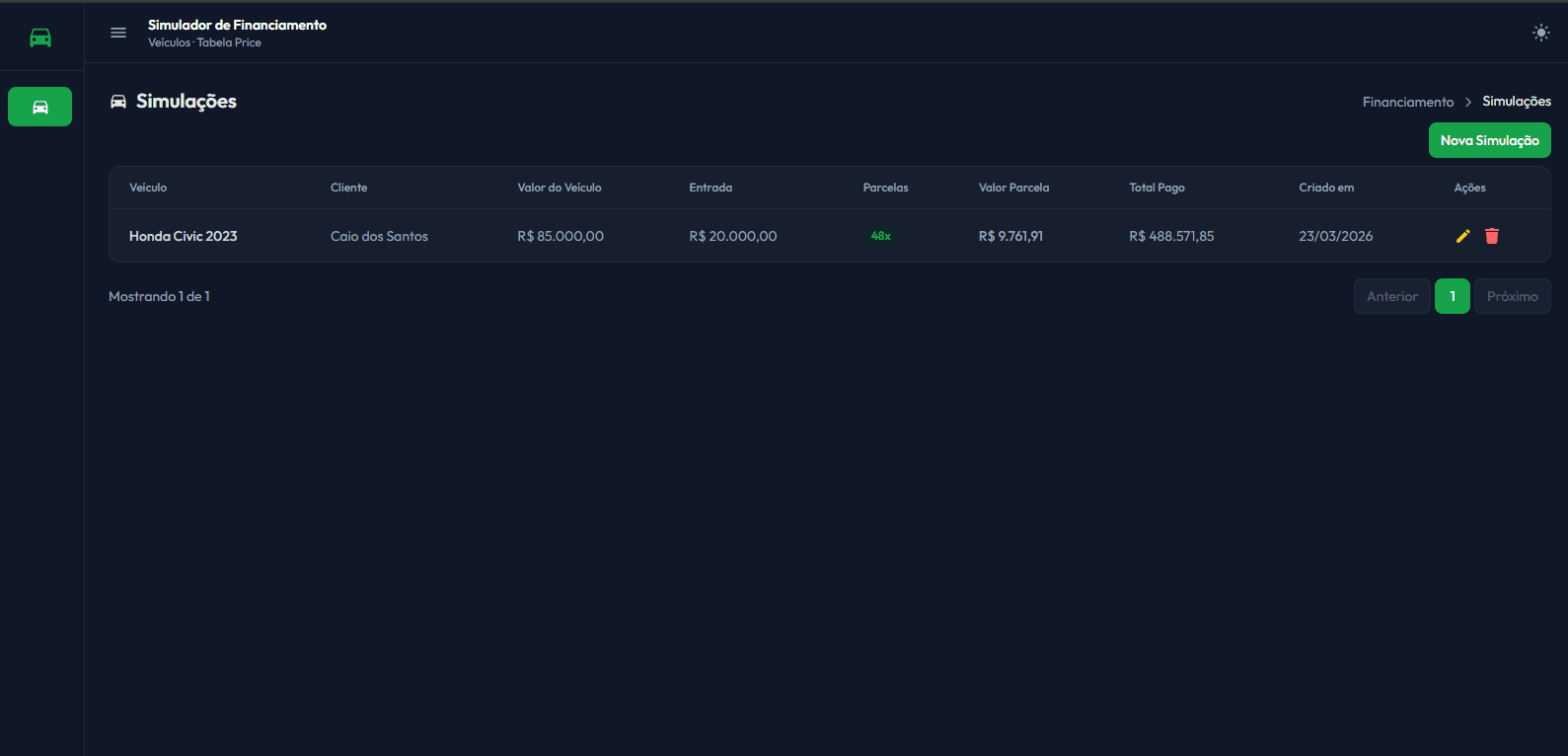 Simulador de Financiamento — imagem 1