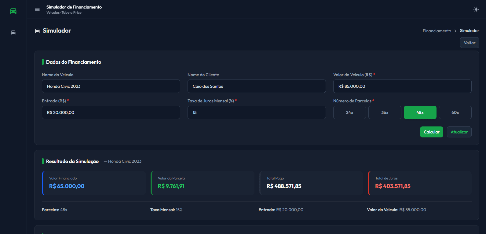 Simulador de Financiamento — imagem 2